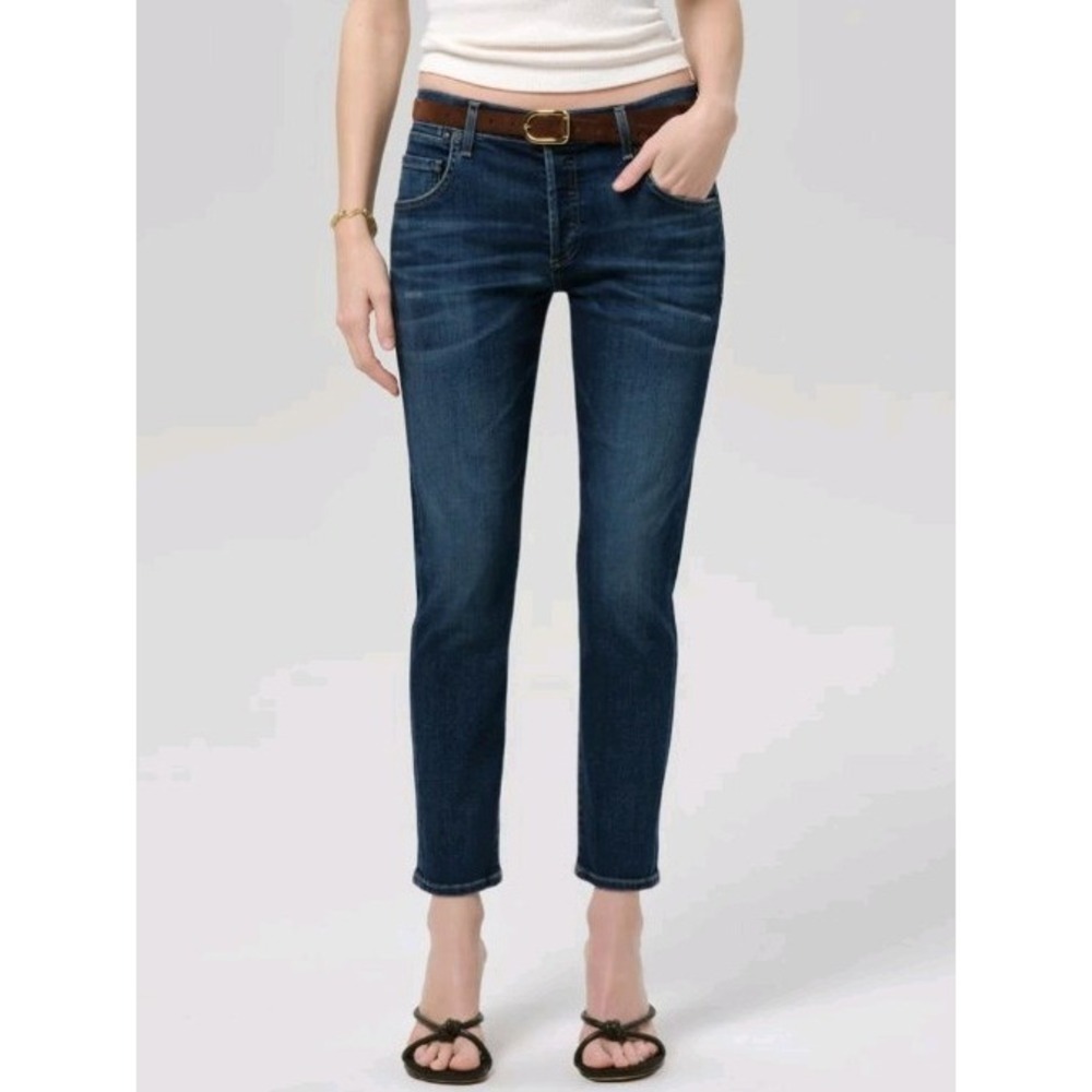 Citizens of Humanity Emerson Slim Boyfriend Jeans Cropped Women's 26 Dark Wash